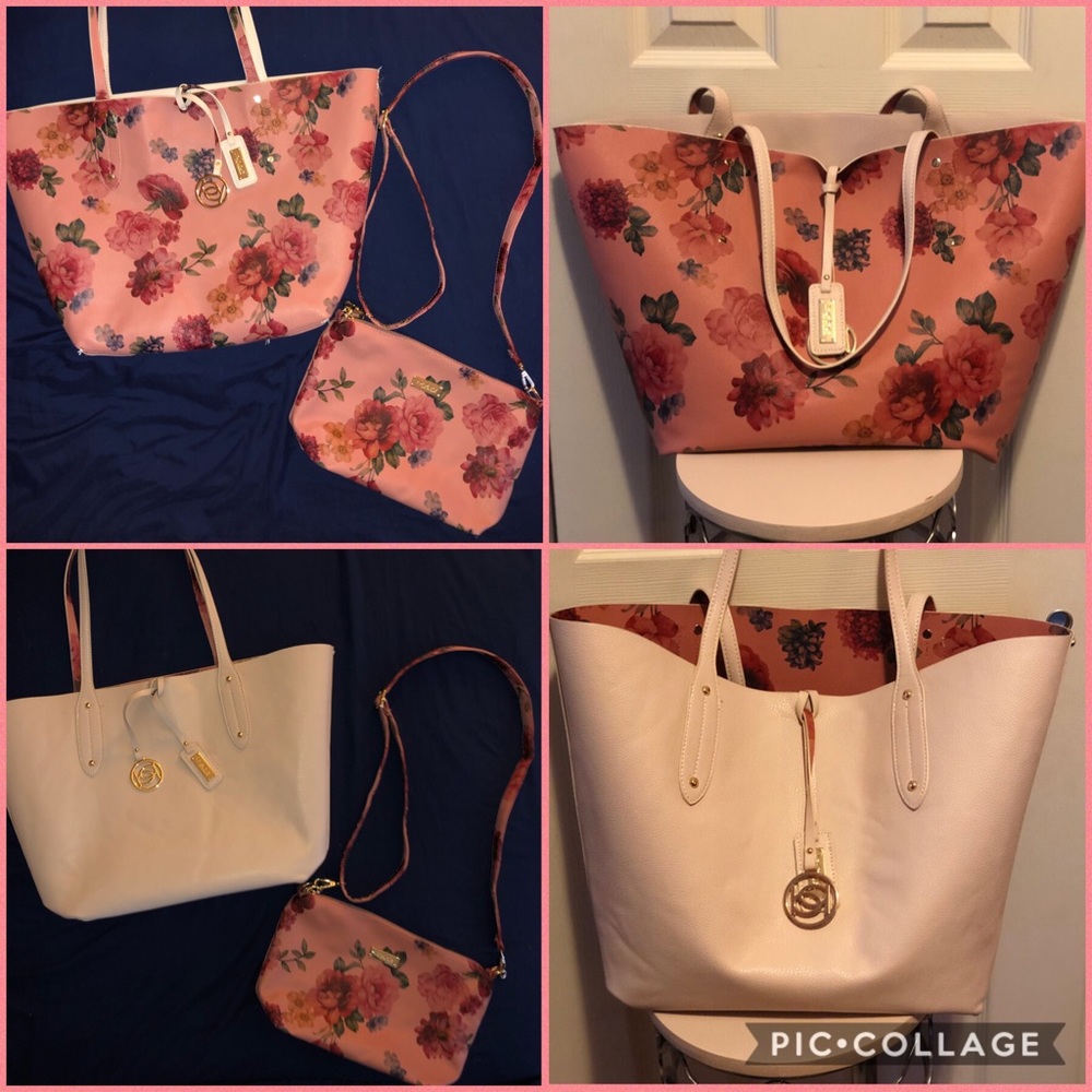 Bebe Reversible Tote Set NWOT